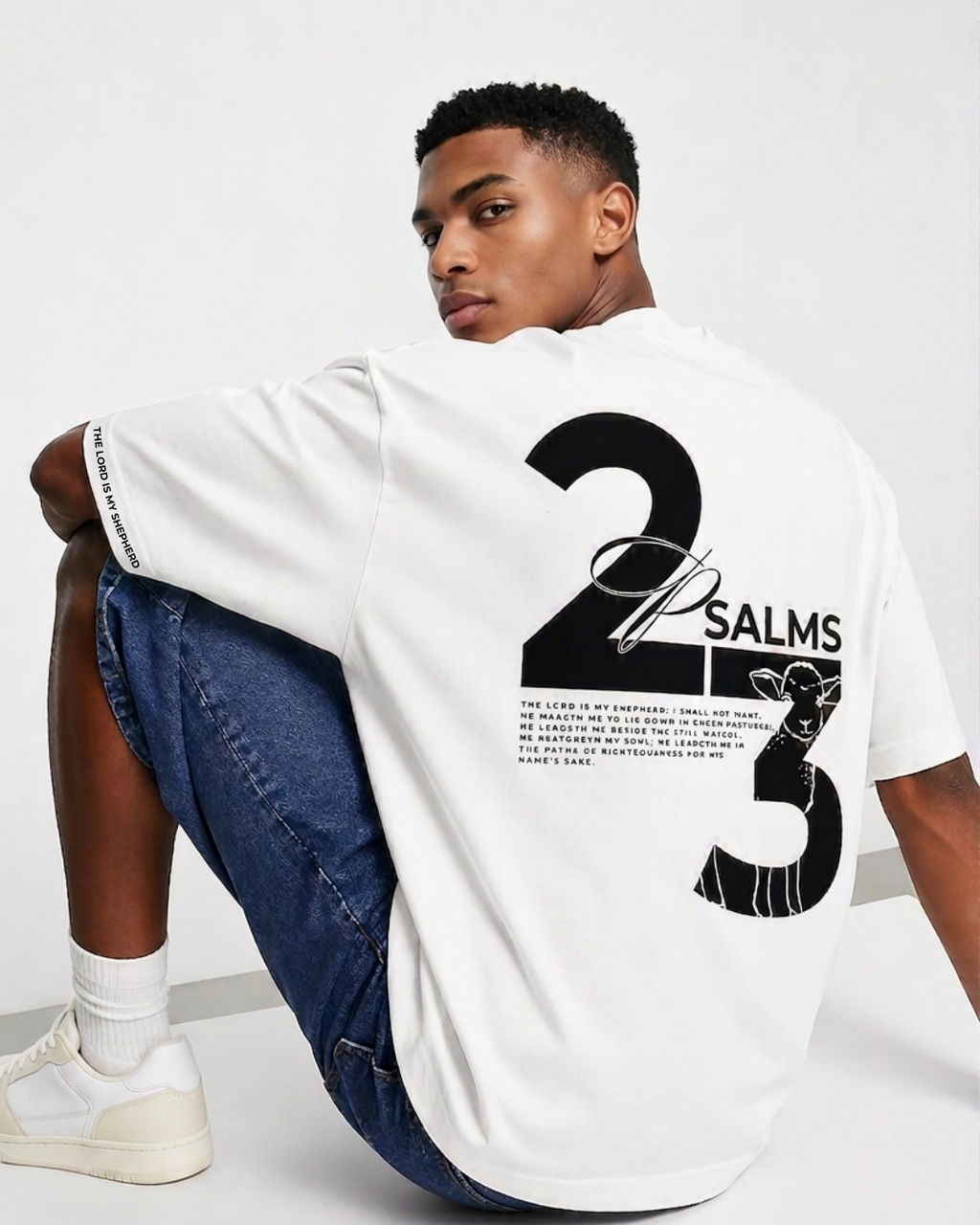 ICE Design boxy oversized t-shirt with PSALM 23