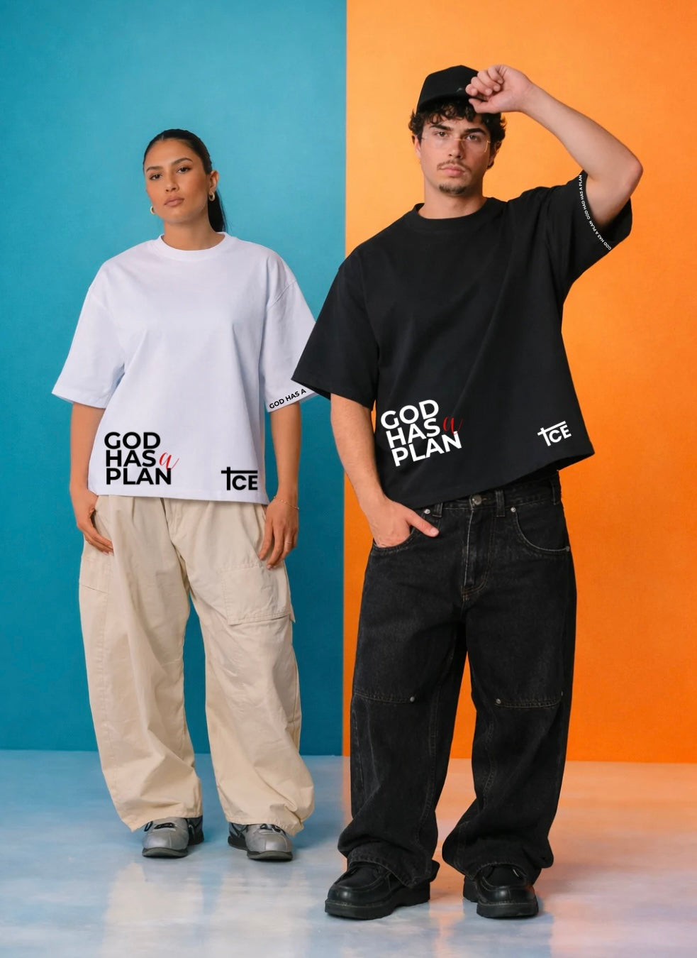 ICE Design boxy oversized t-shirt with GOD HAS A PLAN