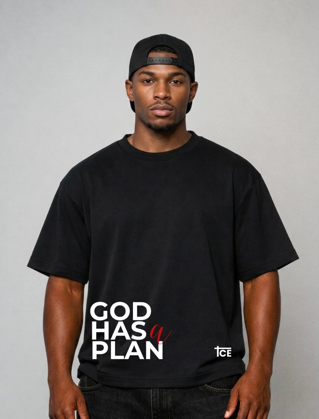 ICE Design boxy oversized t-shirt with GOD HAS A PLAN