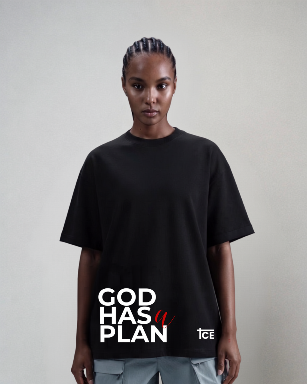 ICE Design boxy oversized t-shirt with GOD HAS A PLAN