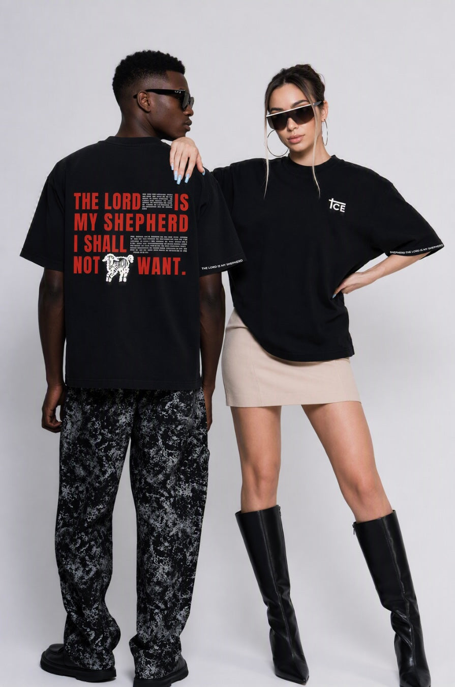 ICE Design boxy oversized t-shirt with THE LORD IS MY SHEPHERD