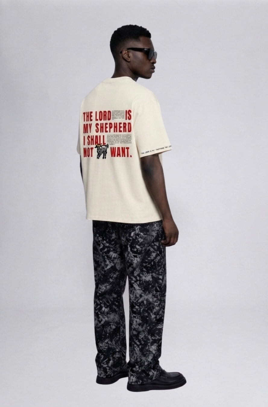 ICE Design boxy oversized t-shirt with THE LORD IS MY SHEPHERD